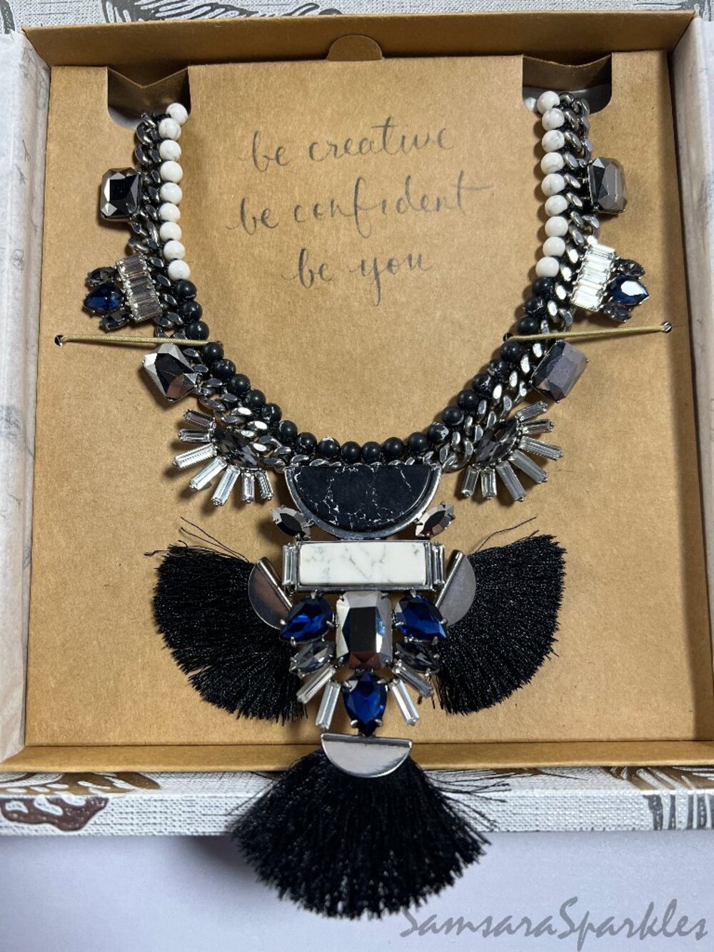 NWT Chloe + Isabel Silver & Black Statement Necklace